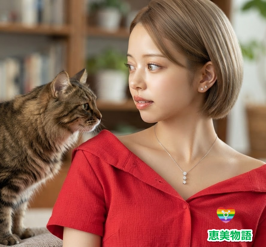 恵美のヘーゼルの瞳と猫